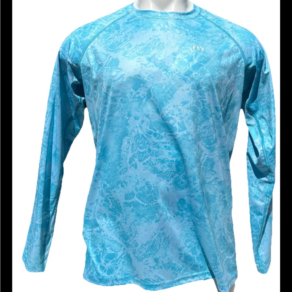 New Men's Field and Stream Dri Fit Long Sleeve Shirt Tide Blue Small Fishing